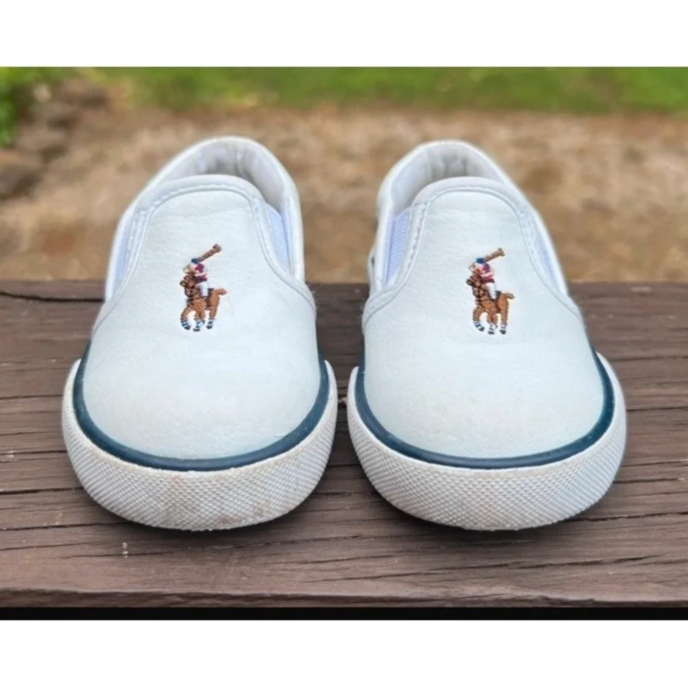 Polo Ralph Lauren Boys' Bal Harbour II Slip-On Sneakers Boys Toddlers Sz 4 White